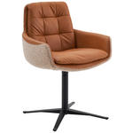 ARMLEHNSTUHL  Lederauswahl, Stoffauswahl, Typenauswahl, Sitzfläche 360° drehbar Webstoff, Mikrofaser  - Rostfarben/Schwarz, Design, Textil/Metall (62/90/68cm) - Johann Jakob