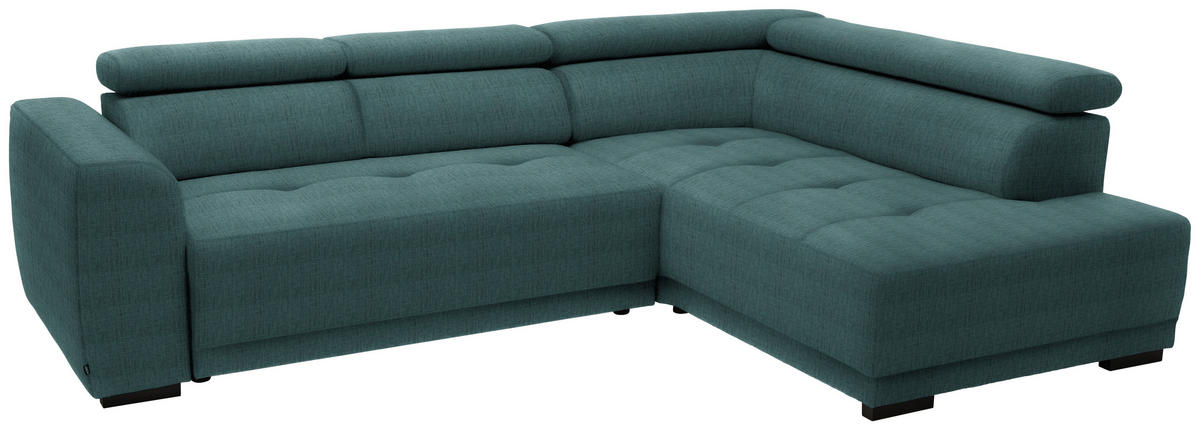 ECKSOFA in Chenille Blau   - Blau/Schwarz, Design, Kunststoff/Textil (284cm) - Xora