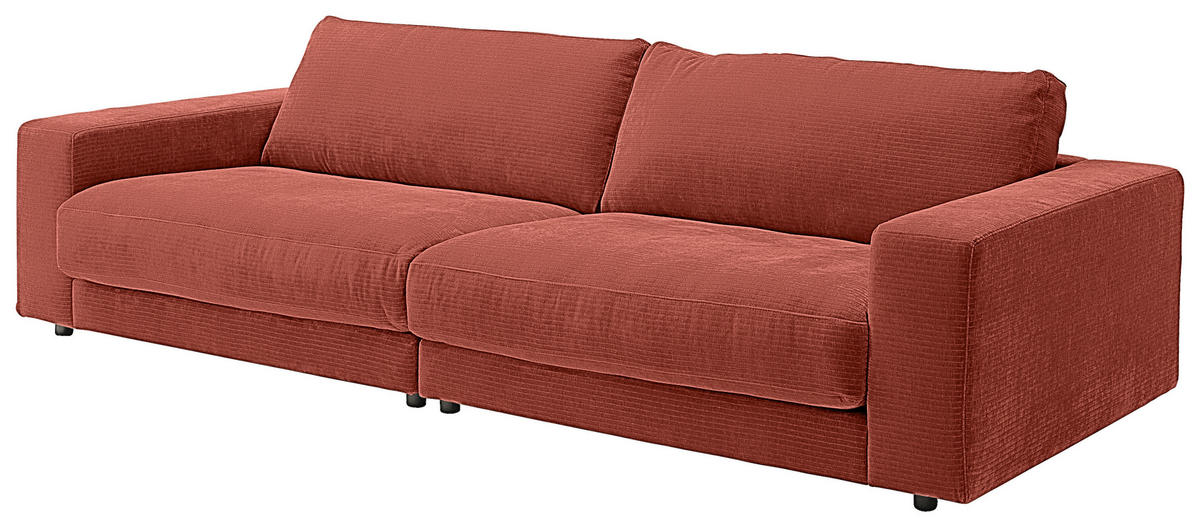 3-SITZER-SOFA in Chenille Rostfarben  - Rostfarben/Schwarz, Design, Kunststoff/Textil (290/86/127cm) - Lomoco