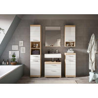 BADEZIMMER 5-teilig  in 134 cm  - Weiß Hochglanz/Silberfarben, MODERN, Glas/Holzwerkstoff (134cm) - MID.YOU