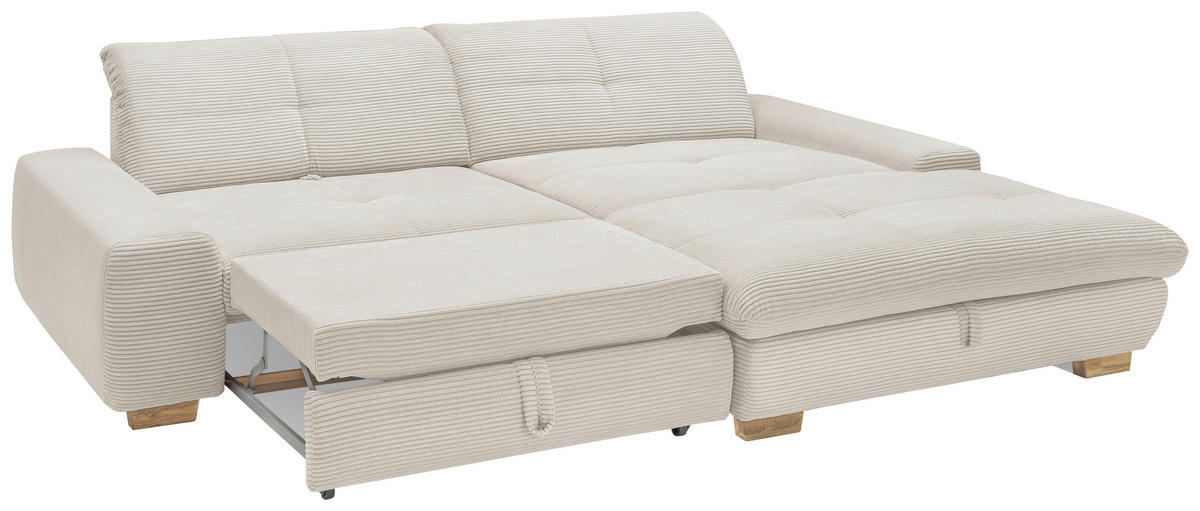 ECKSOFA Creme Cord  - Eichefarben/Creme, Design, Holz/Textil (276/198cm) - SetOne by Musterring