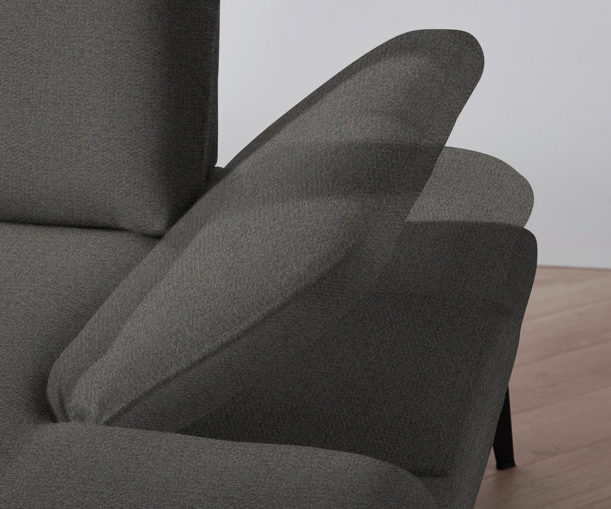 ECKSOFA in Chenille Dunkelgrau  - Dunkelgrau/Schwarz, Design, Textil/Metall (180/289cm) - Stylife