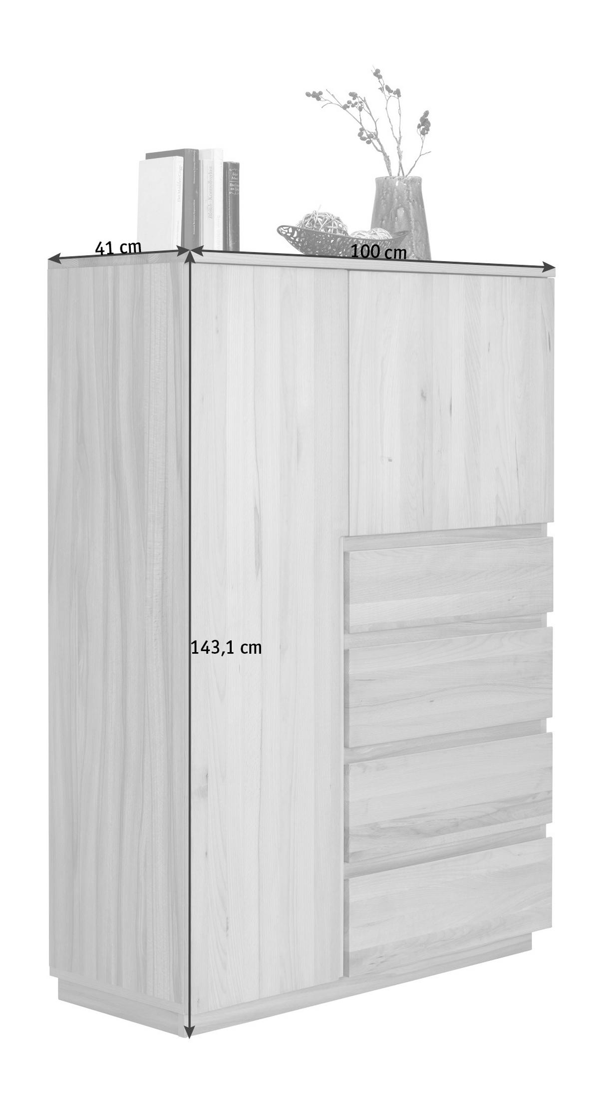 KOMODA, jadrový buk, farba buka, 100/143,1/41 cm - farba buka, Trend, drevo/kompozitné drevo (100/143,1/41cm) - Linea Natura