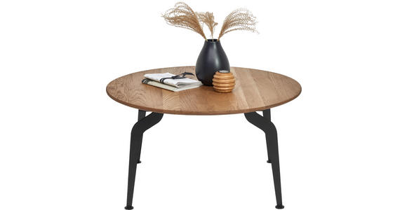COUCHTISCH in Holz 80/80/40 cm - Eichefarben/Schwarz, Design, Holz/Metall (80/80/40cm) - Novel