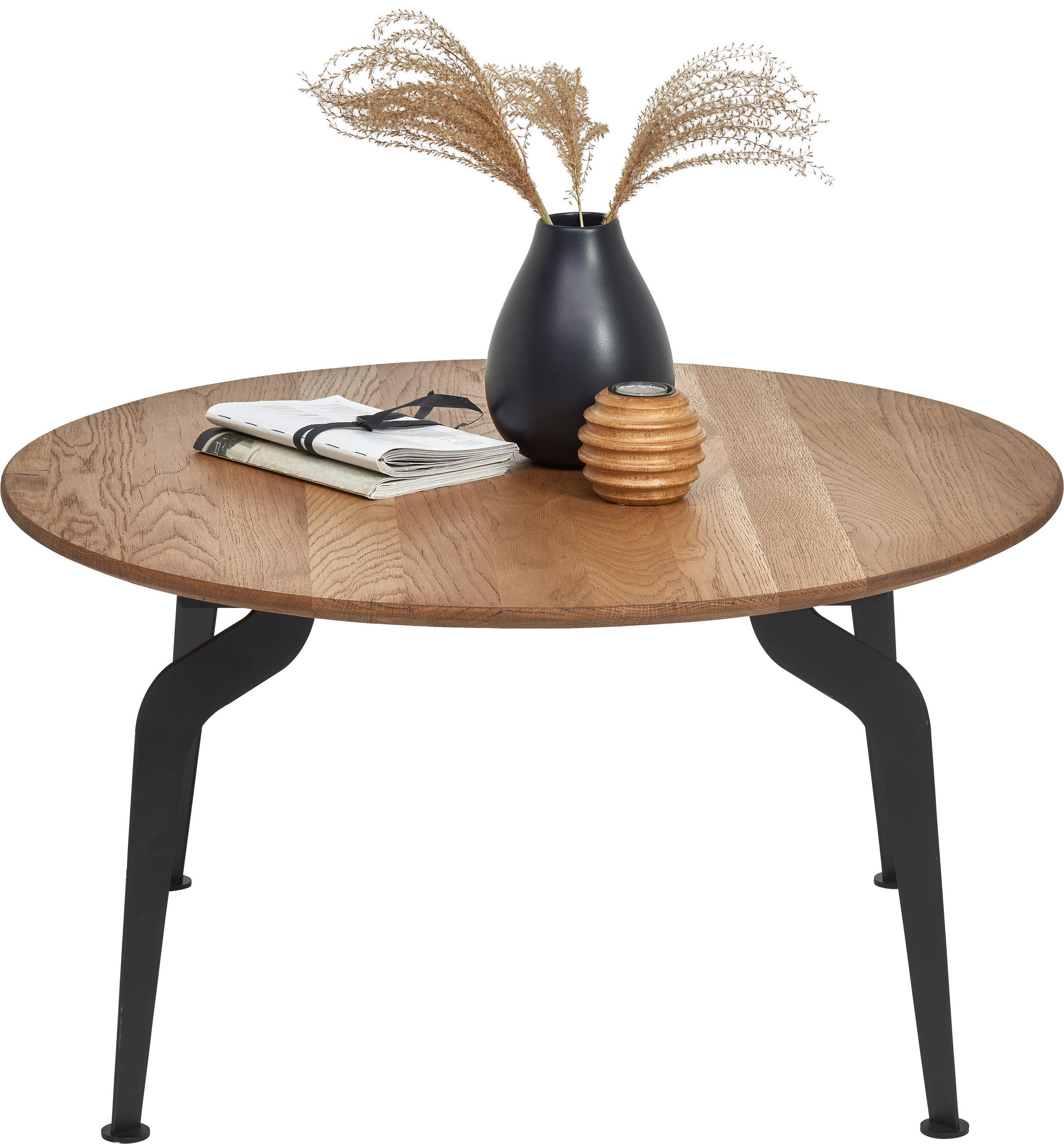 COUCHTISCH in Holz 80/80/40 cm  - Eichefarben/Schwarz, Design, Holz/Metall (80/80/40cm) - Novel