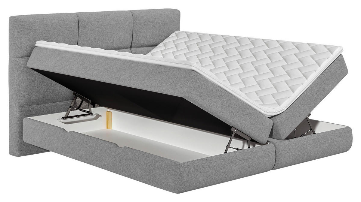 BOXSPRINGBETT 180/200 cm  in Dunkelgrau  - Dunkelgrau/Schwarz, Basics, Holz/Holzwerkstoff (180/200cm) - Esposa