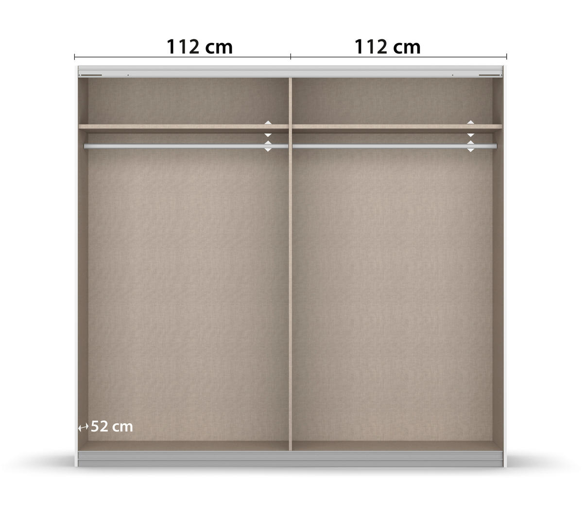 SCHWEBETÜRENSCHRANK 226/210/62 cm 2-türig Weiß  - Alufarben/Weiß, MODERN, Holzwerkstoff/Metall (226/210/62cm) - Rauch Möbel