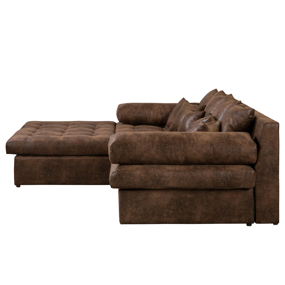 ECKSOFA Lederlook Dunkelbraun  - Dunkelbraun/Schwarz, Design, Kunststoff/Textil (243/284cm) - P & B