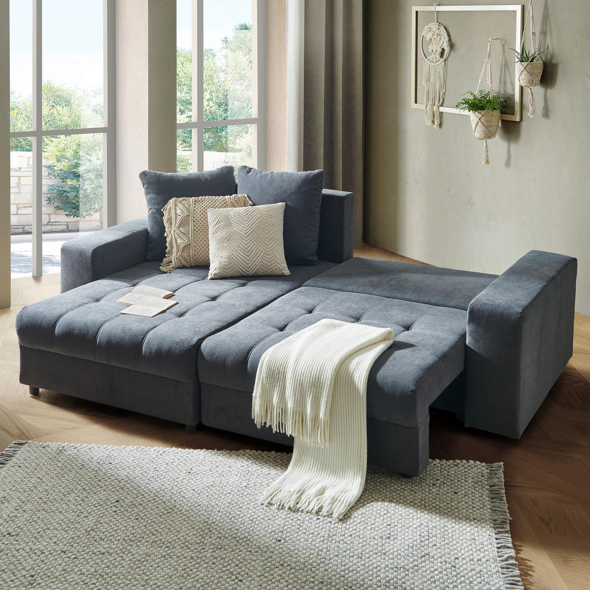 HÖRNSOFFA i flatväv mörkgrå  - mörkgrå/svart, Design, textil/plast (165/252cm) - MID.YOU