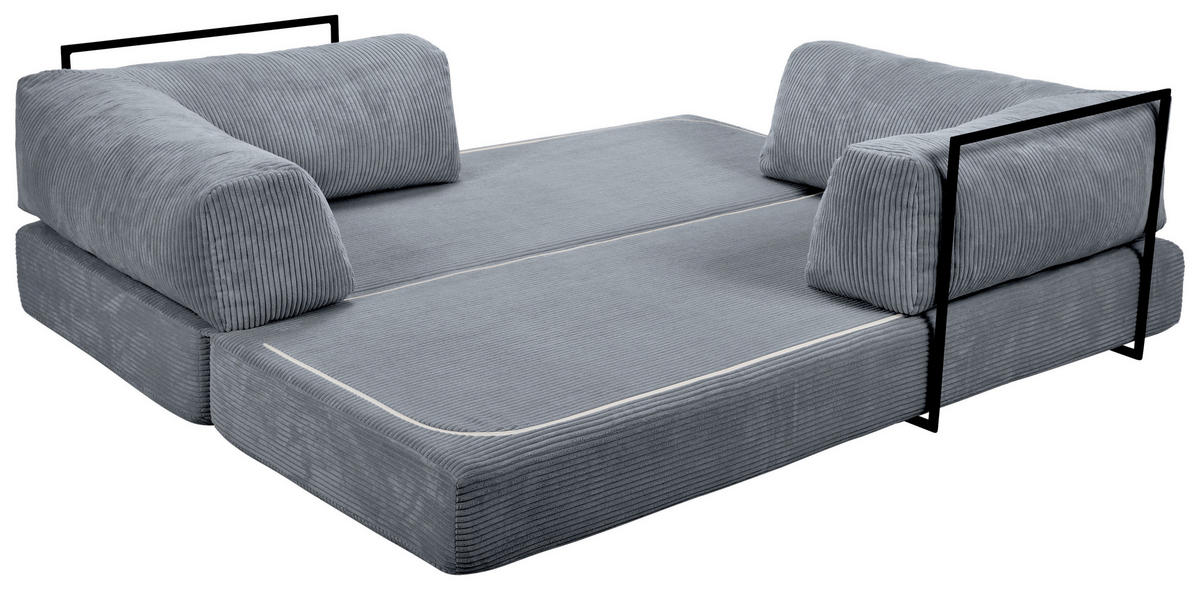 SCHLAFSOFA Cord Dunkelgrau  - Dunkelgrau, KONVENTIONELL, Textil/Metall (200/77/80cm) - Carryhome
