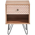NACHTSCHRANK 39/50/35 cm  - Eichefarben/Messingfarben, Trend, Holzwerkstoff/Metall (39/50/35cm) - Carryhome