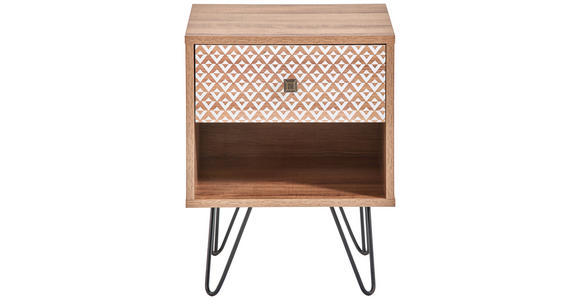 NACHTSCHRANK 39/50/35 cm  - Eichefarben/Messingfarben, Trend, Holzwerkstoff/Metall (39/50/35cm) - Carryhome