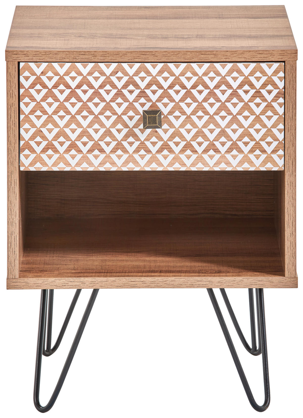 NACHTSCHRANK 39/50/35 cm  - Eichefarben/Messingfarben, Trend, Holzwerkstoff/Metall (39/50/35cm) - Carryhome