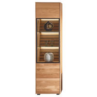 VITRINE in furniert, massiv Eiche Schwarz, Eichefarben  - Eichefarben/Schwarz, Trend, Glas/Holz (50/198/40cm) - SetOne by Musterring