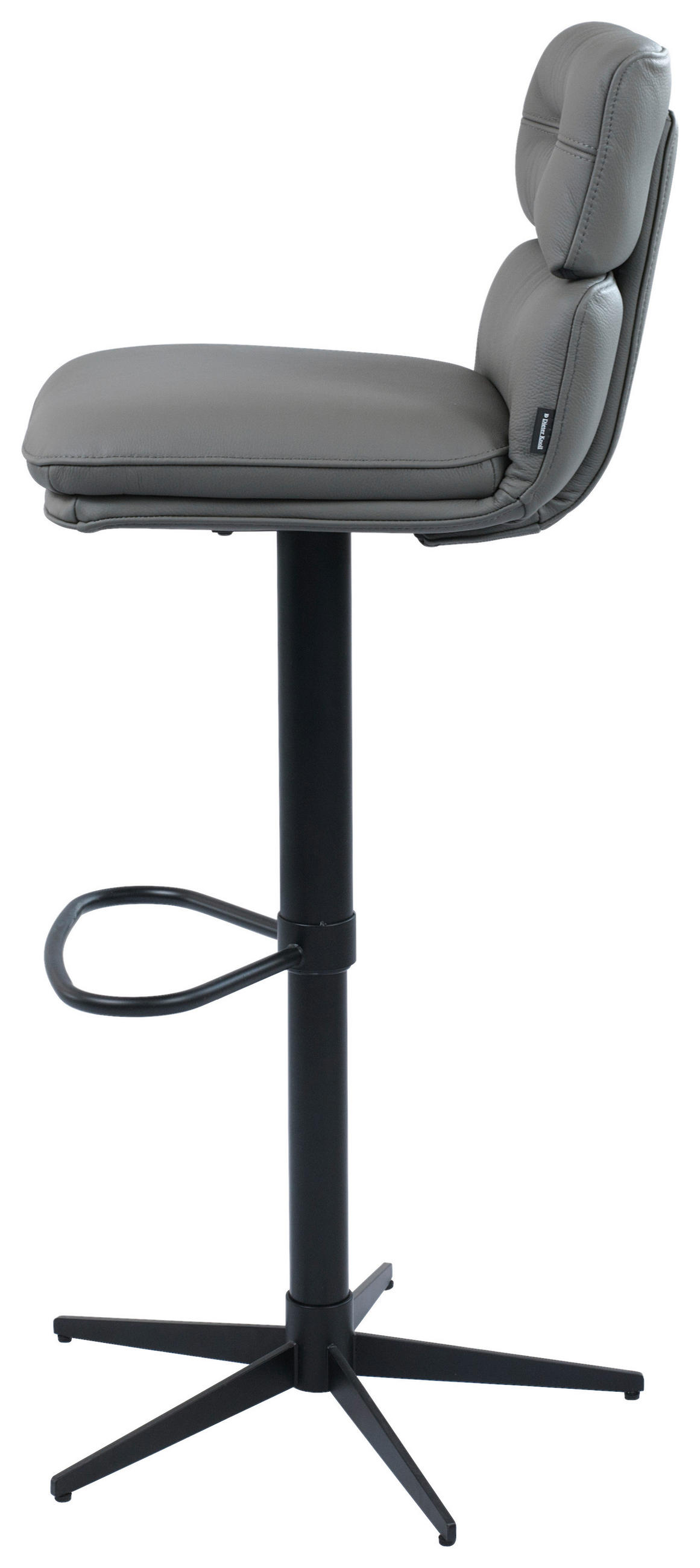 BARHOCKER Echtleder Schwarz, Dunkelgrau Eisen Lederauswahl, Stoffauswahl, Wippfunktion, Sitzfläche 360° drehbar  - Dunkelgrau/Schwarz, Design, Leder/Metall (42/99-117/50cm) - Dieter Knoll