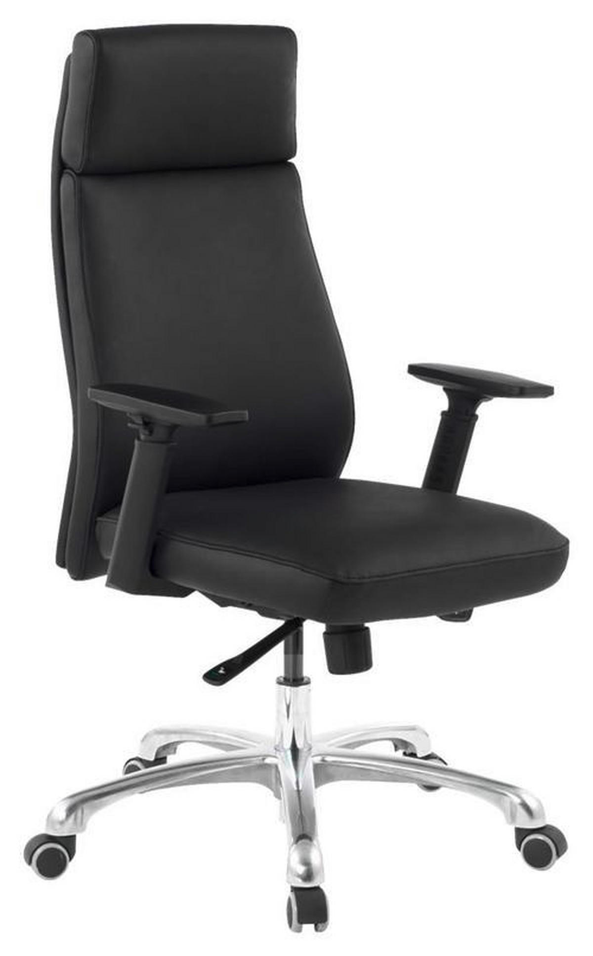 DREHSTUHL Schwarz  - Schwarz/Alufarben, MODERN, Leder/Kunststoff (67,5/117,5/67,5cm) - MID.YOU