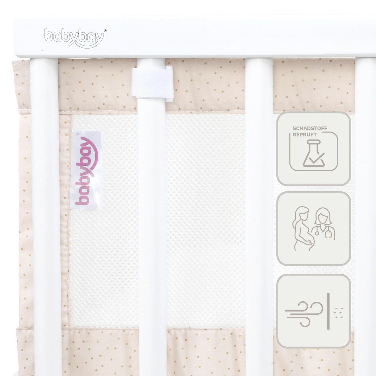 NESTCHEN babybay Nestchen 3D Mesh  - Beige, Basics, Naturmaterialien (200/24/2cm) - Tobi