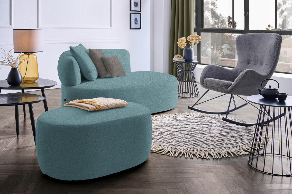 RÉCAMIERE in Plüsch Graphitfarben, Petrol  - Petrol/Schwarz, MODERN, Kunststoff/Textil (166/86/105cm) - Hom`in