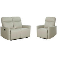 SITZGARNITUR Lederlook Grau  - Grau, KONVENTIONELL, Textil/Metall (140/102/92cm) - P & B