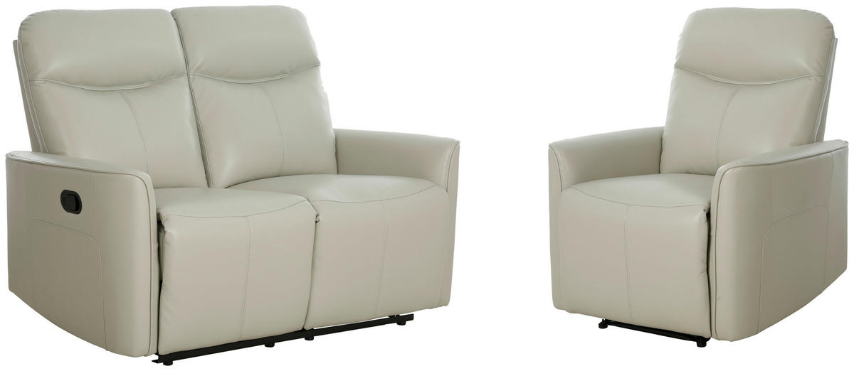 SITZGARNITUR Lederlook Grau  - Grau, KONVENTIONELL, Textil/Metall (140/102/92cm) - P & B