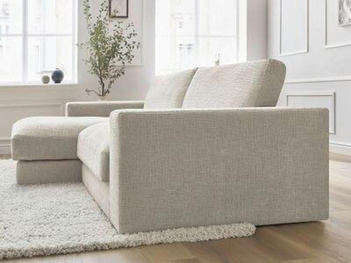 ECKSOFA Ottomane links  LEONARD  Beige Struktur  - Beige/Schwarz, MODERN, Kunststoff/Textil (159/274cm)