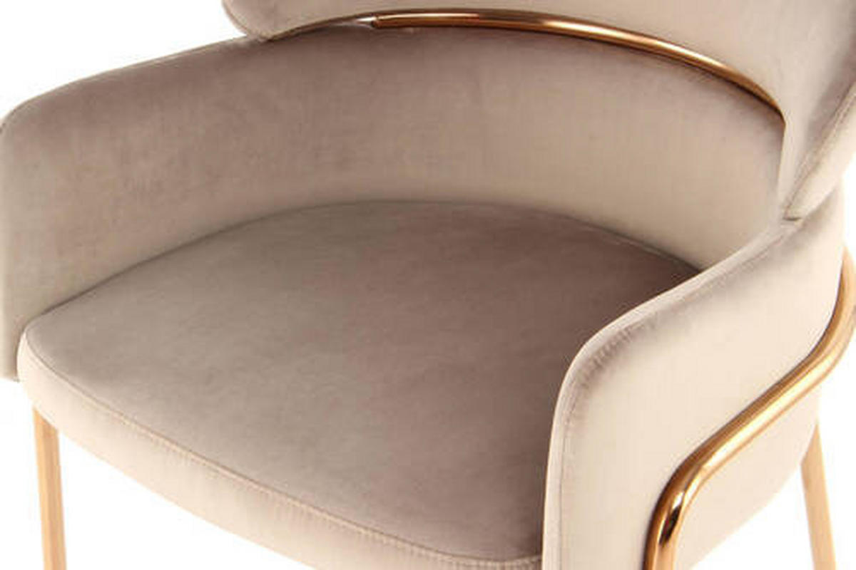 STOL MED ARMSTÖD rostfritt stål, järn sammet  - taupe/guldfärgad, Modern, metall/trä (58/79/57cm) - Kayoom