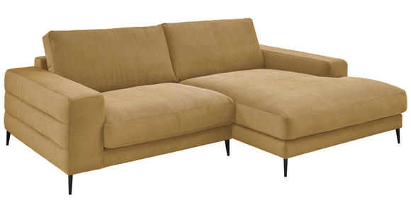 ECKSOFA in Feincord Gelb, Grün 253/177 cm - Gelb/Schwarz, Design, Textil/Metall (253/177cm) - Dieter Knoll