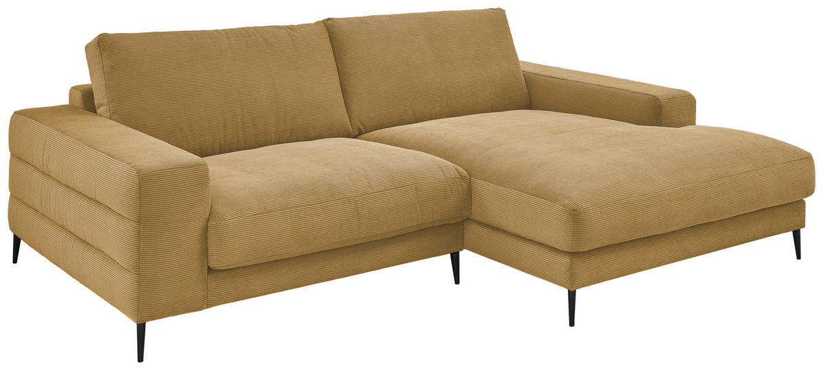 ECKSOFA in Feincord Gelb, Grün  - Gelb/Schwarz, Design, Textil/Metall (253/177cm) - Dieter Knoll