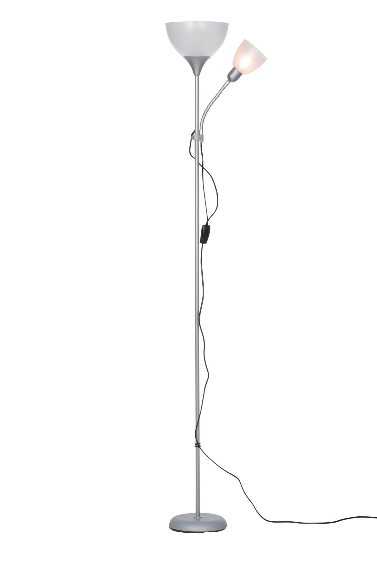 STEHLEUCHTE 42/21/180 cm    - Silberfarben/Weiß, Basics, Kunststoff/Metall (42/21/180cm) - Boxxx