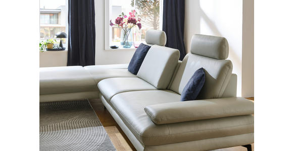 ECKSOFA in Echtleder Silberfarben  - Silberfarben/Schwarz, Design, Leder/Metall (308/195cm) - Dieter Knoll