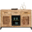 SIDEBOARD 130/80/40 cm  - Schwarz/Naturfarben, ROMANTIK / LANDHAUS, Glas/Holz (130/80/40cm) - Carryhome