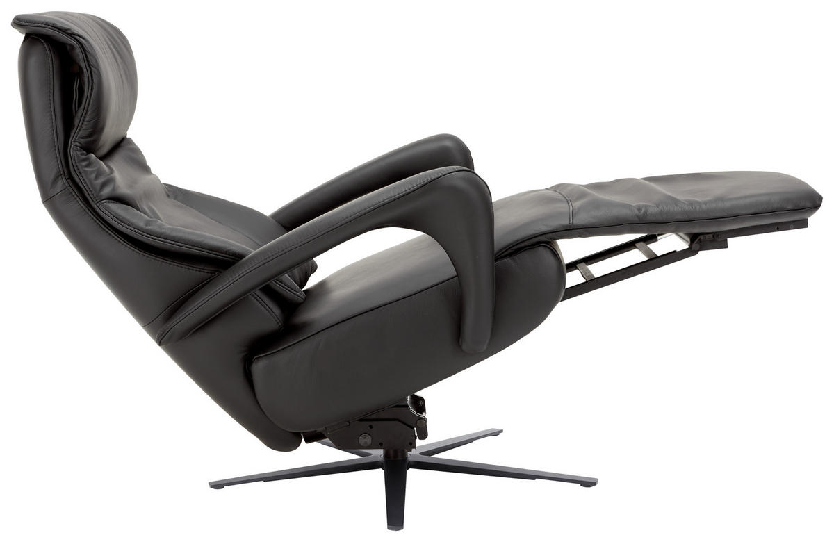 RELAXSESSEL in Leder Schwarz  - Anthrazit/Schwarz, Design, Leder/Metall (75/106/88cm) - Dieter Knoll