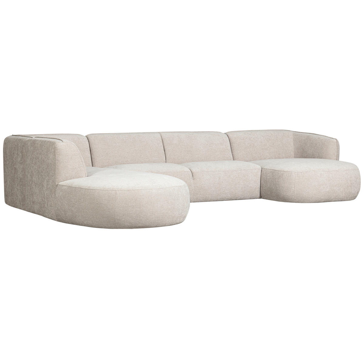 ECKSOFA Polly in Webstoff Sandfarben   - Sandfarben/Schwarz, Design, Kunststoff/Textil (245/353/150cm) - Livetastic