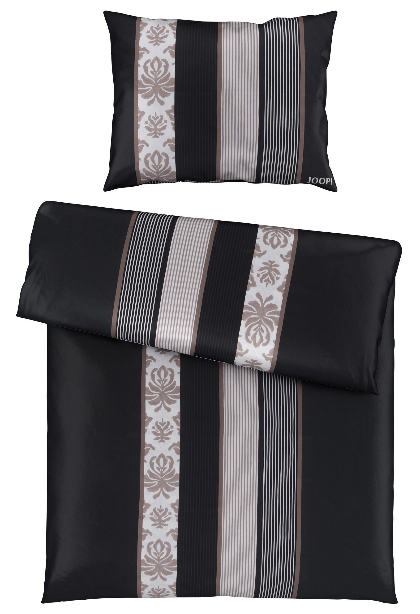 BETTWÄSCHE Ornament Stripe Makosatin 140/200 cm  - Schwarz/Weiß, Design, Naturmaterialien/Textil (140/200cm) - Joop!