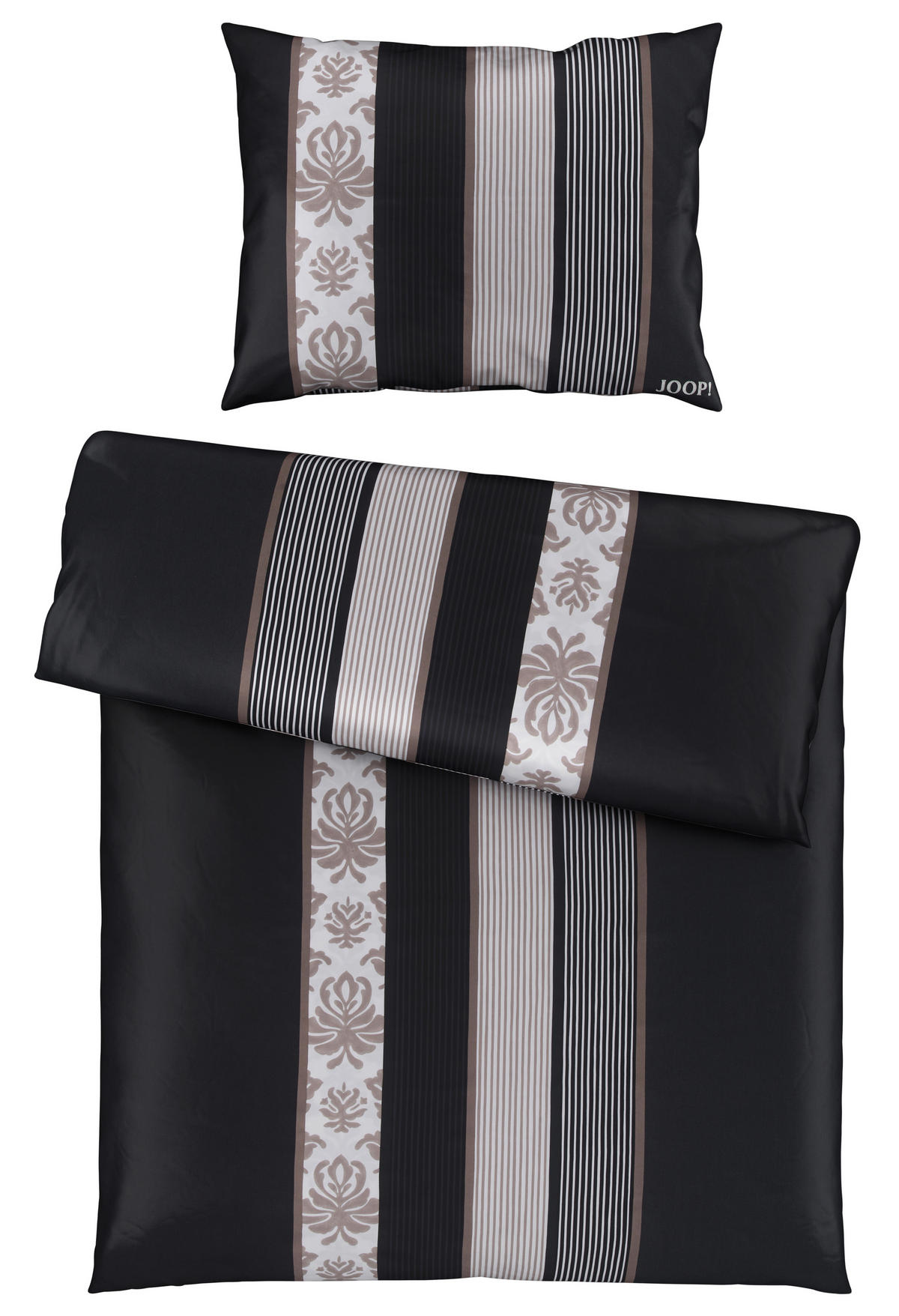 BETTWÄSCHE Ornament Stripe Makosatin 140/200 cm  - Schwarz/Weiß, Design, Naturmaterialien/Textil (140/200cm) - Joop!