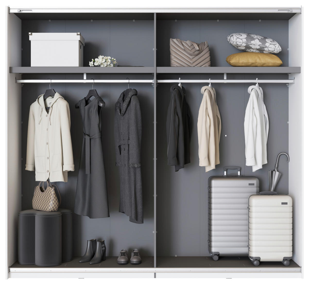 SKRIŇA S POS. DVER. – HOR.VED, 245/217,5/61 cm - čierna/biela, Basics, kov/kompozitné drevo (245/217,5/61cm) - Xora