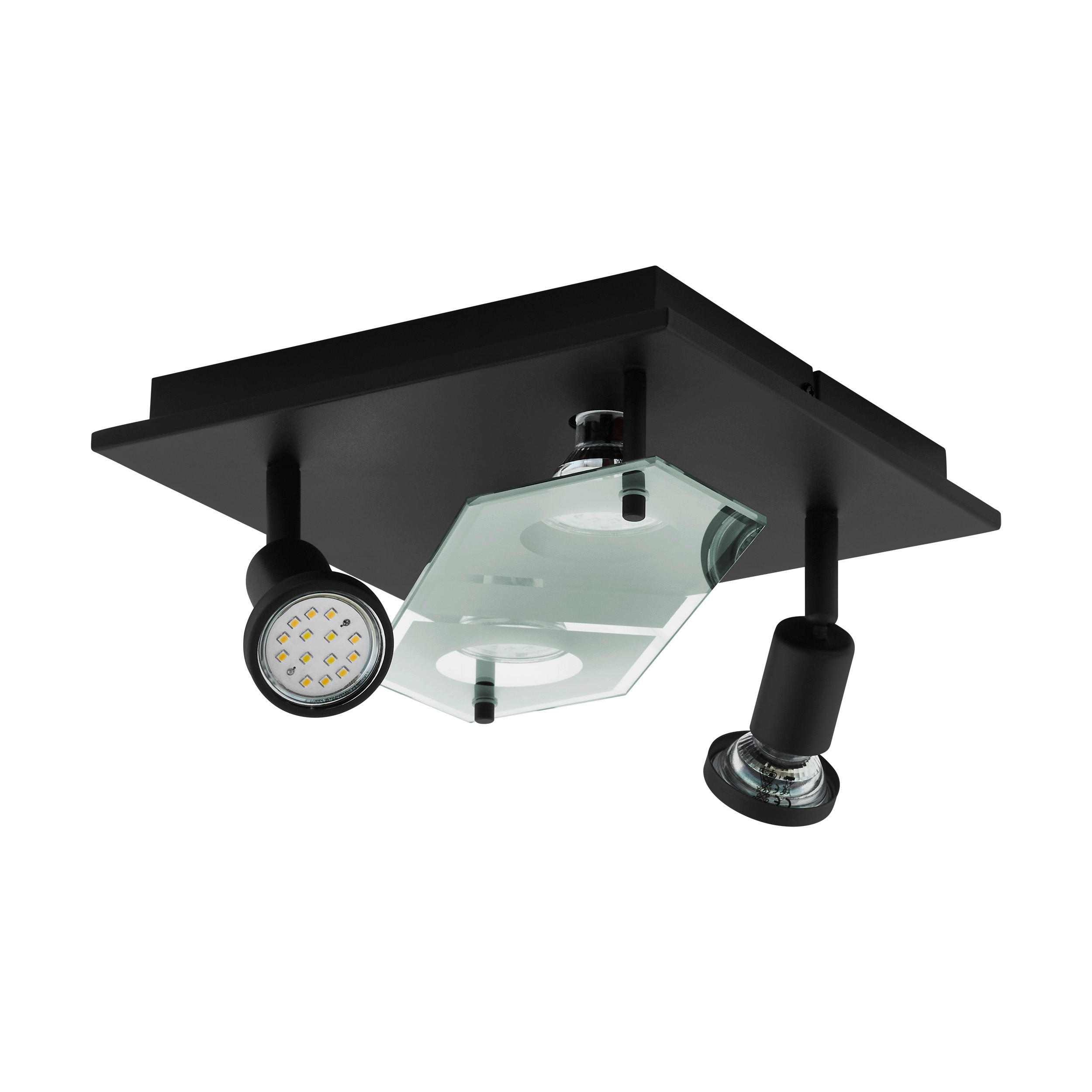 LED-WANDLEUCHTE 25/25/10 cm   - Klar/Schwarz, Basics, Glas/Metall (25/25/10cm) - Eglo