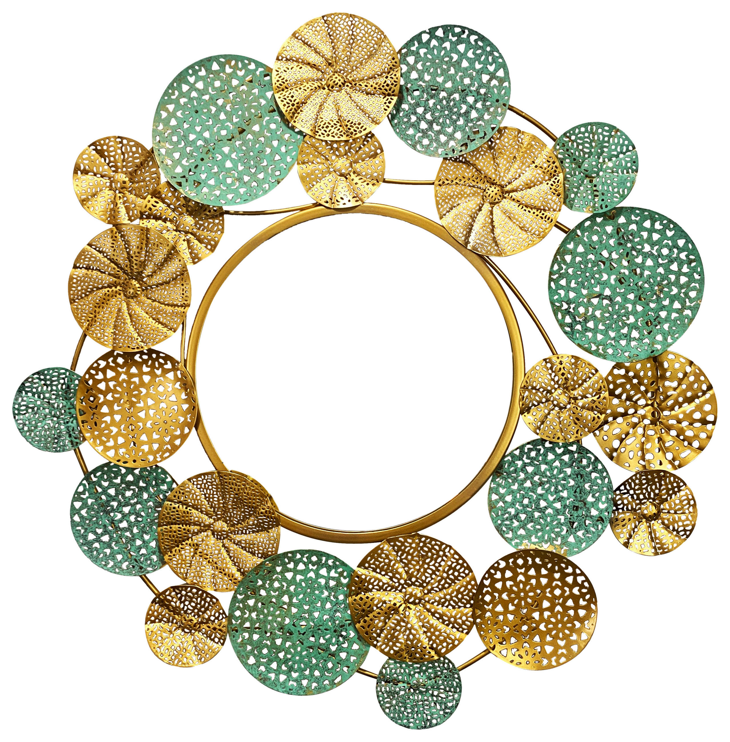 WANDSPIEGEL Grün, Goldfarben  - Goldfarben/Grün, Design, Glas/Metall (80/77/2,5cm) - MID.YOU