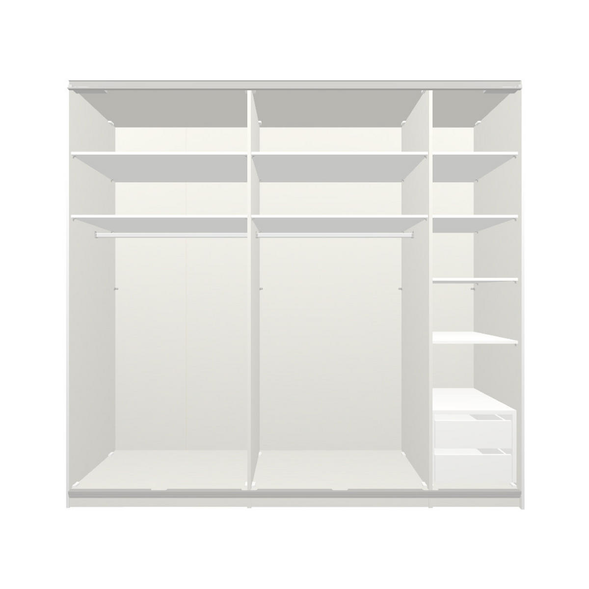 SCHWEBETÜRENSCHRANK 253/236/65 cm 2-türig Weiß  - Edelstahlfarben/Weiß, Design, Holzwerkstoff (253/236/65cm) - Boxxx