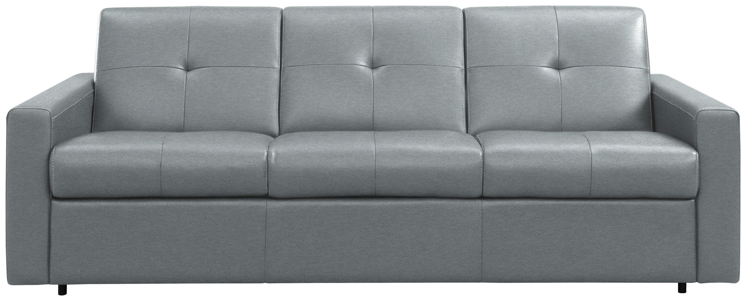 SCHLAFSOFA Silberfarben  - Silberfarben/Schwarz, Konventionell, Leder/Kunststoff (206/81/96cm) - Novel