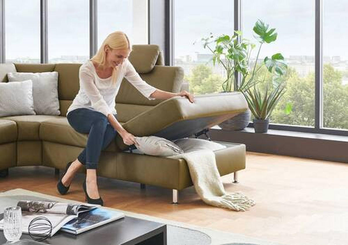 ECKSOFA in Echtleder Grün  - Alufarben/Grün, Konventionell, Leder/Metall (290/249cm) - Beldomo Premium