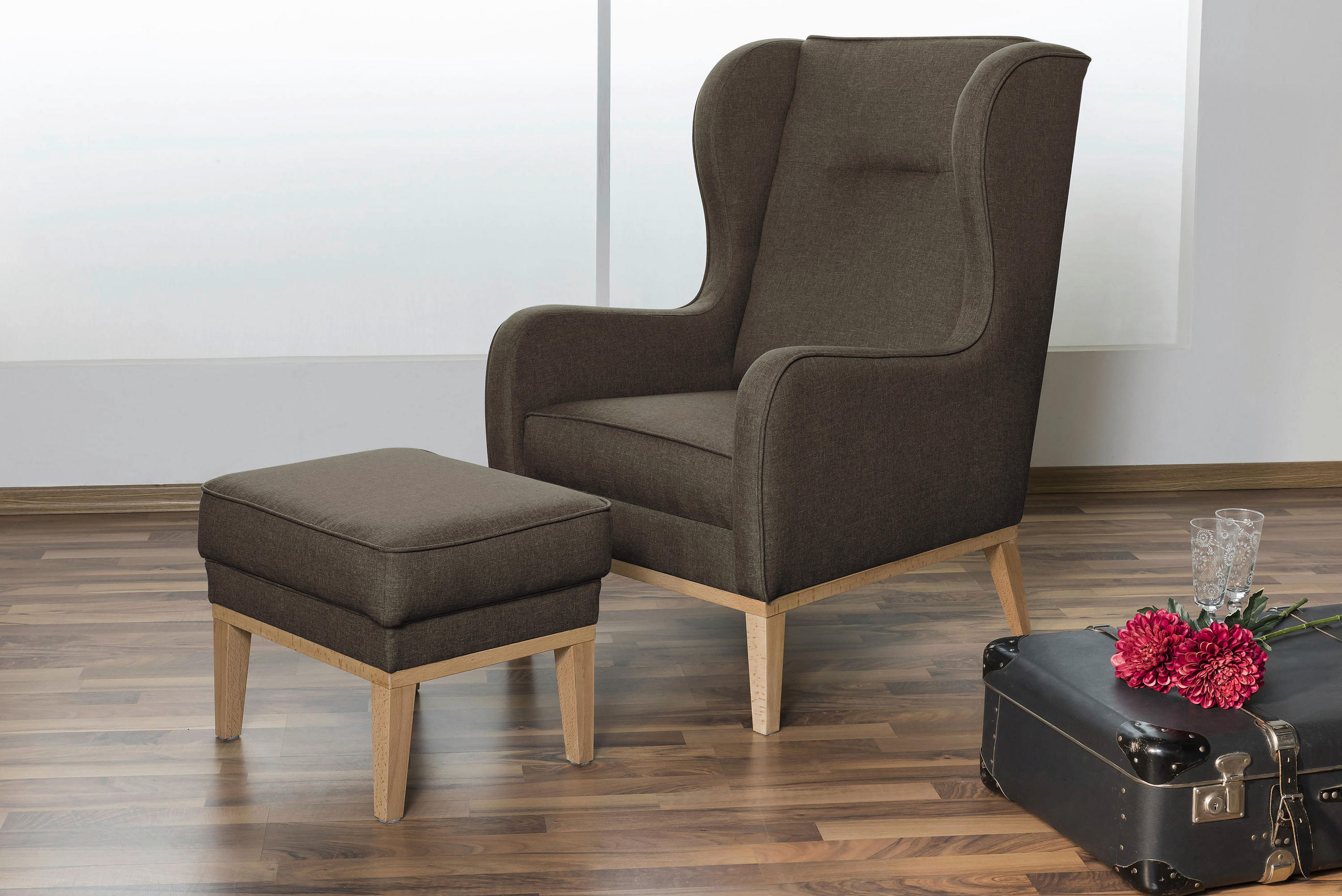 OHRENSESSEL Flachgewebe Sahara  - Naturfarben/Sahara, KONVENTIONELL, Holz/Textil (66/104/78cm) - Max Winzer