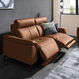 3-SITZER-SOFA  in Echtleder Cognac   - Cognac/Schwarz, Design, Leder/Metall (207/107/98cm) - Belluti