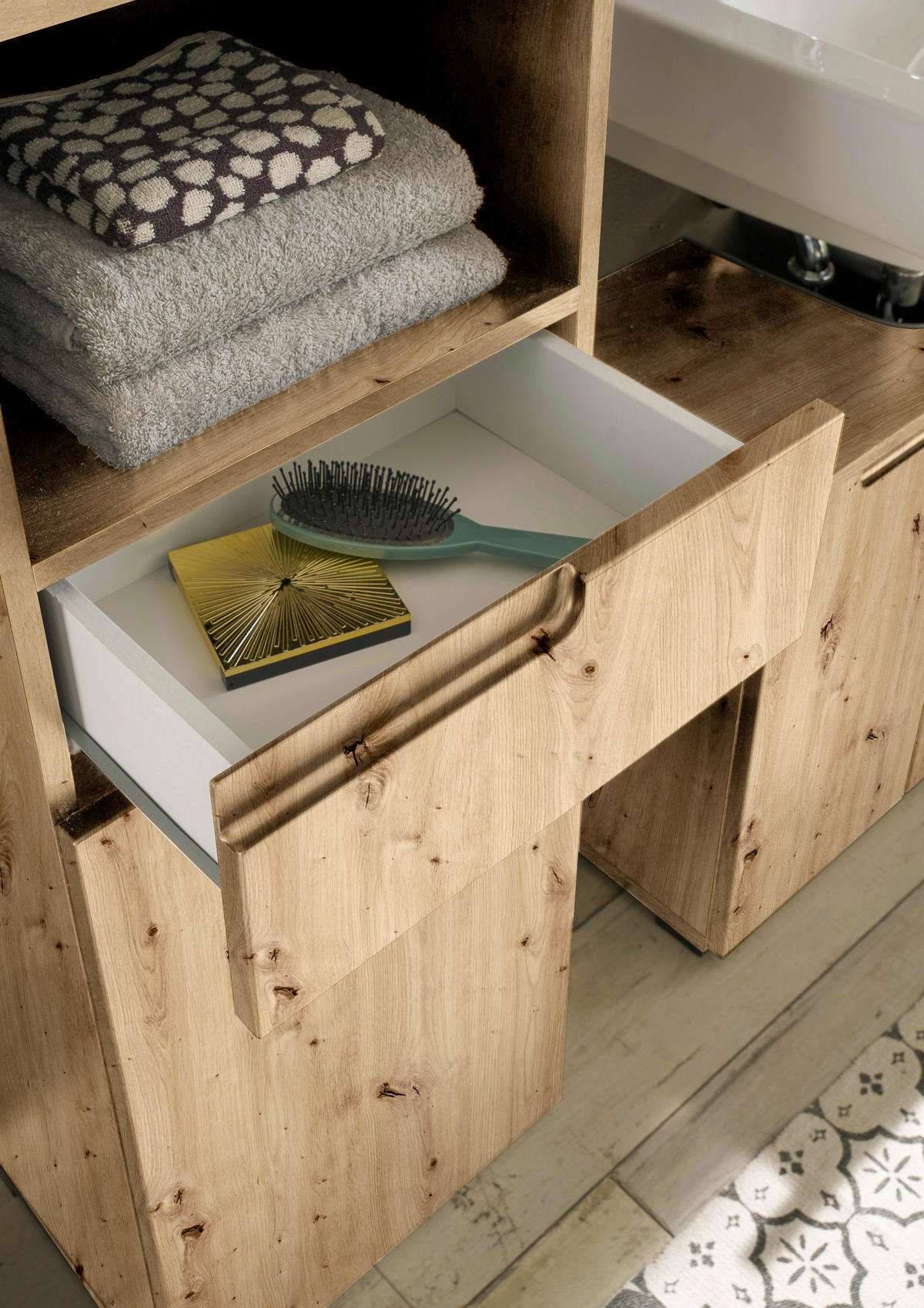 HOCHSCHRANK 40/191/32 cm  - Schwarz/Eiche Artisan, Modern, Holzwerkstoff/Kunststoff (40/191/32cm) - MID.YOU