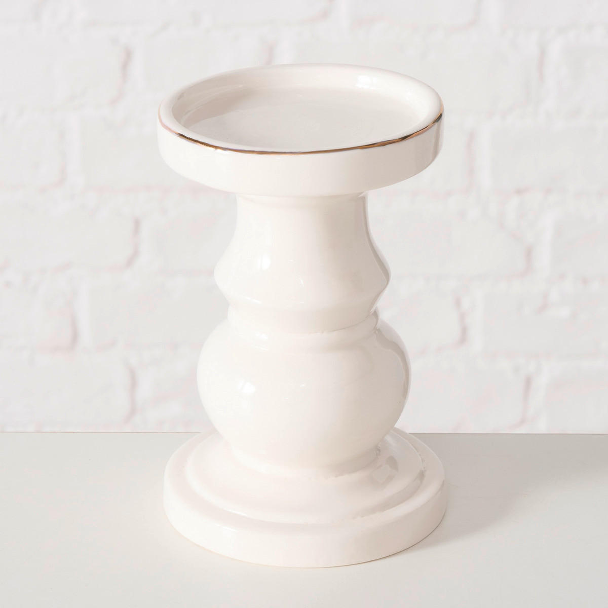 LJUSSTAKE  - vit, Klassisk, keramik (10/15cm)