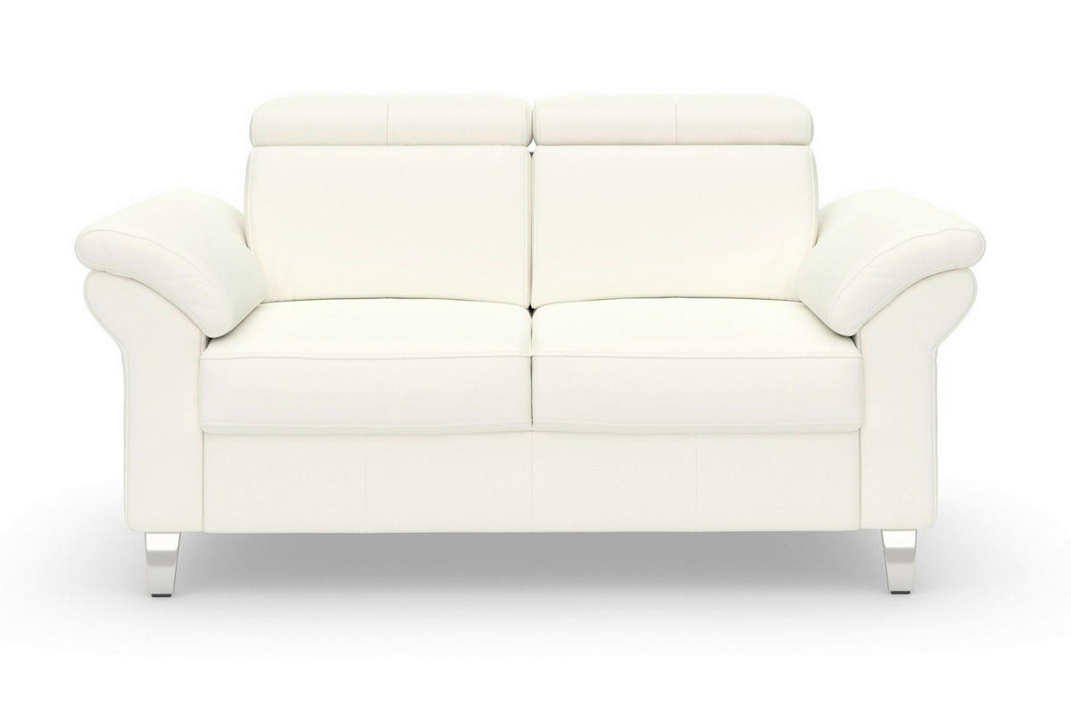 2-SITZER-SOFA ARNGAST E Weiß Echtleder  - Chromfarben/Weiß, Basics, Leder/Textil (156/84/93cm) - Sit & More