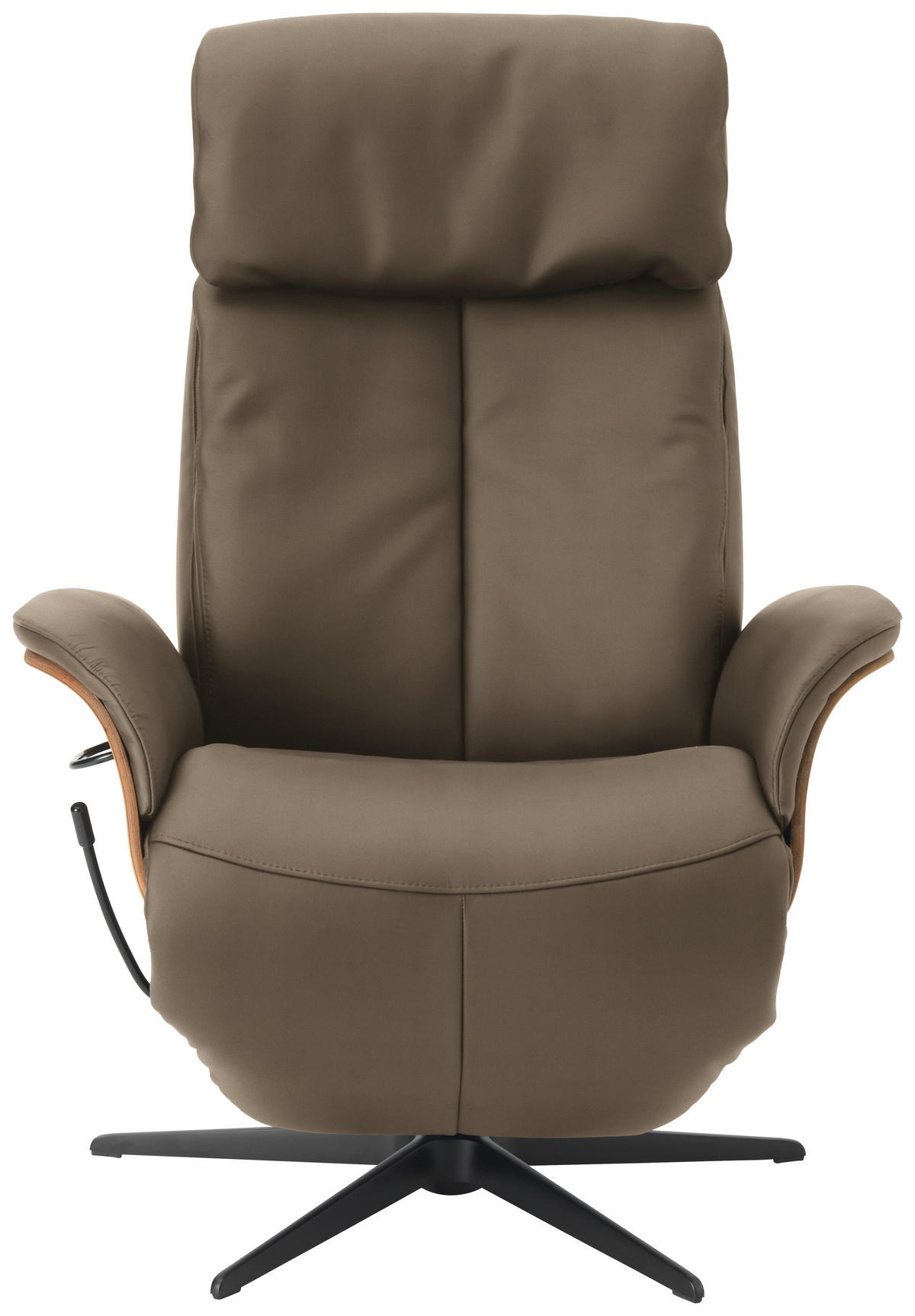 RELAXSESSEL in Leder Beige  - Beige/Nussbaumfarben, Design, Leder/Holz (78/104-113/84cm) - Welnova