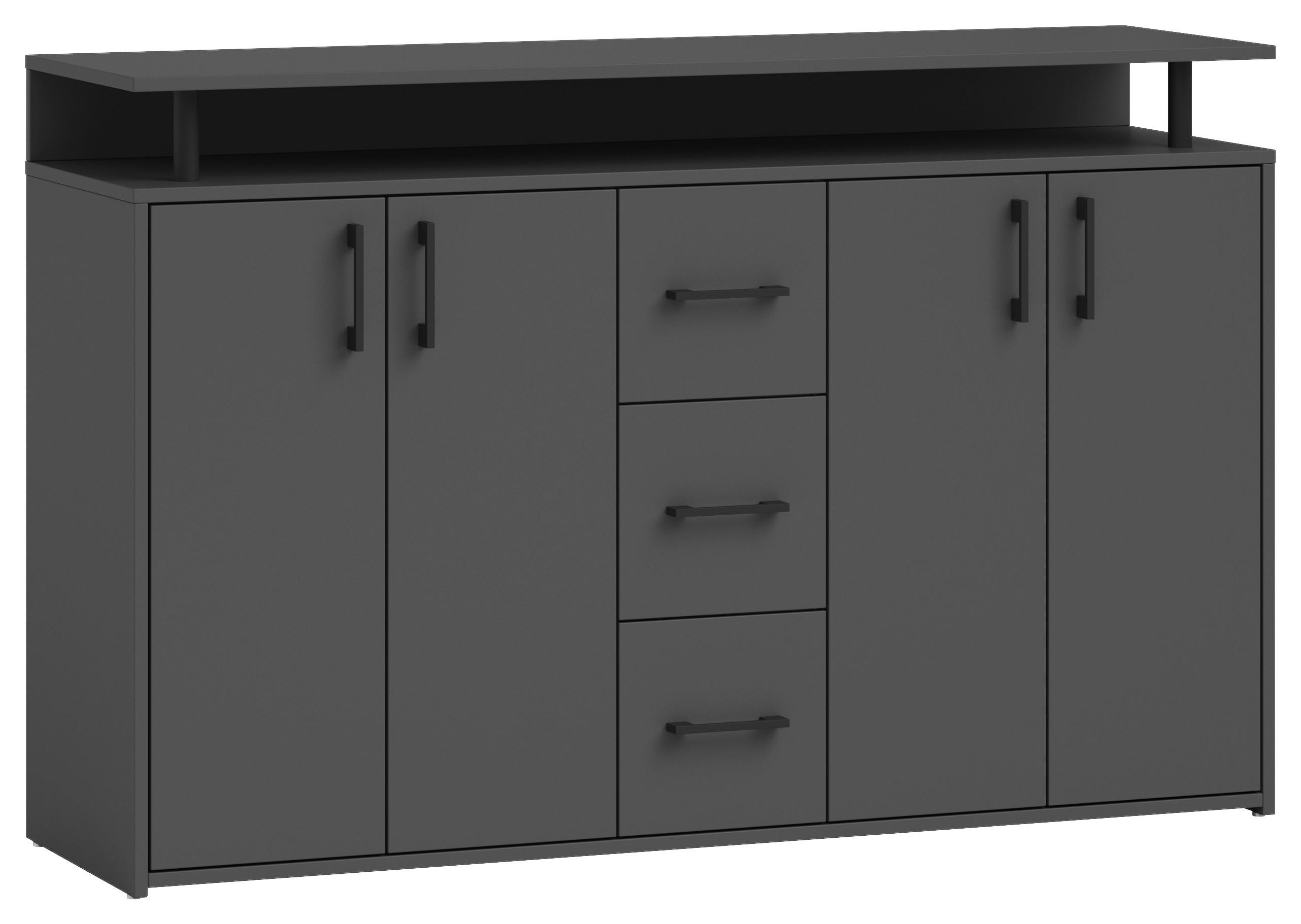 Carryhome ŠIROKÁ KOMODA, antracitová, 139/90/34 cm