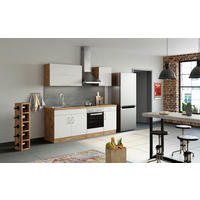 KÜCHENLEERBLOCK 210 cm   in Weiß, Eiche Wotan  - Chromfarben/Eichefarben, MODERN, Holzwerkstoff/Metall (210cm) - Held