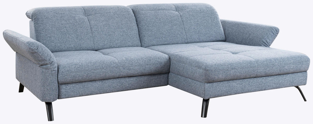 ECKSOFA Blau Flachgewebe  - Blau/Schwarz, KONVENTIONELL, Textil/Metall (262/170cm) - SetOne by Musterring